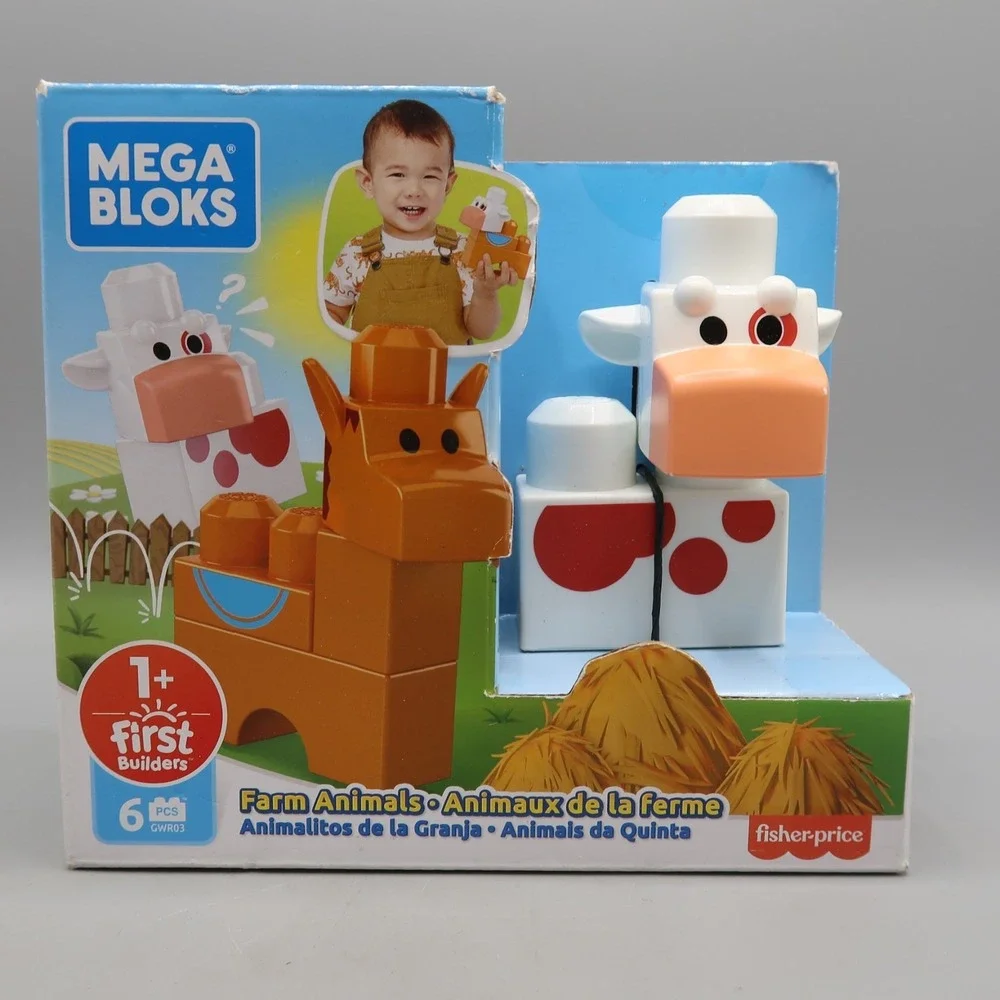 Fisher Price Mega Bloks My First Builders Farm Animals New Blocks Add on Toy